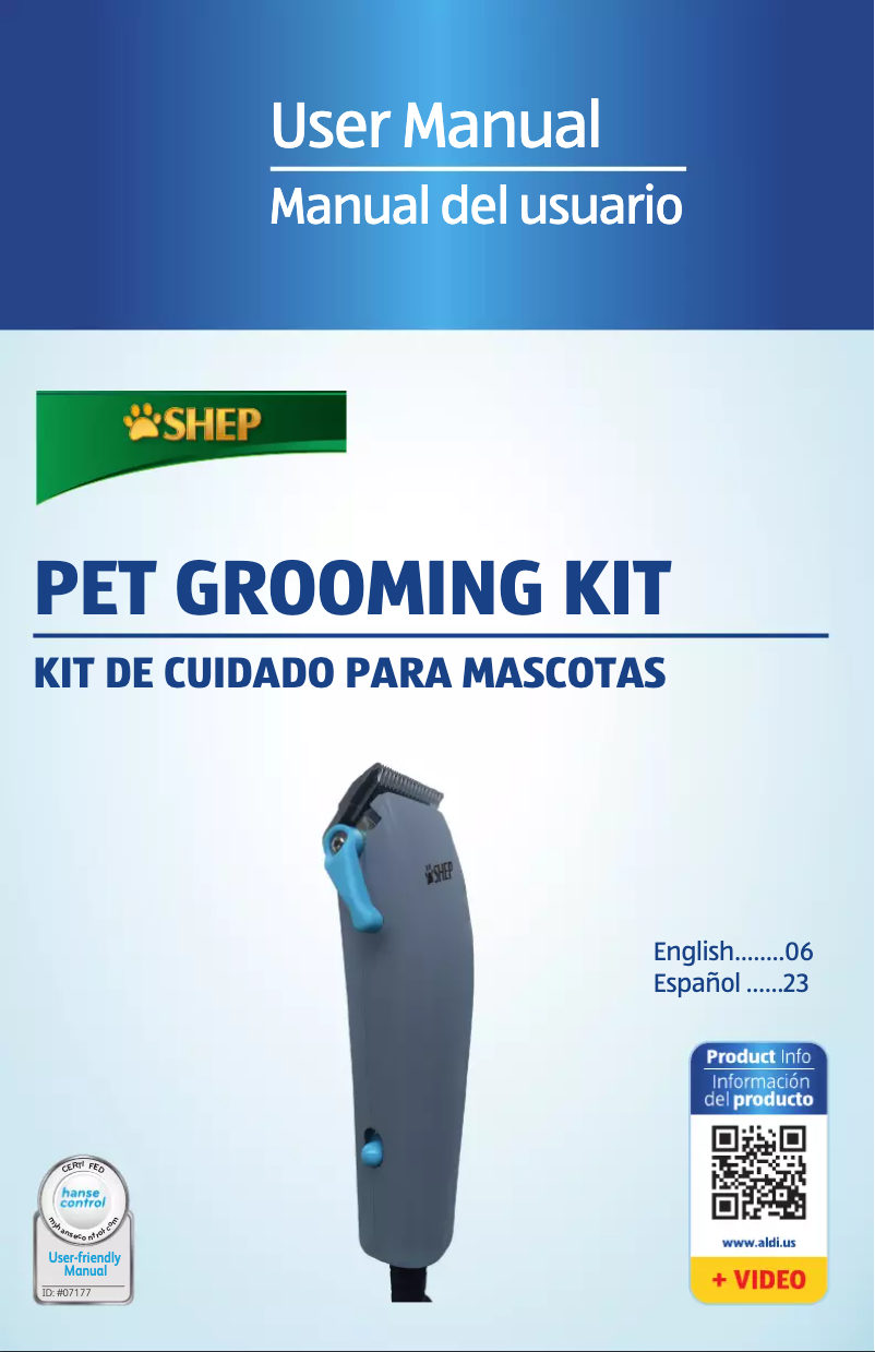 Image de la première page du manuel de l'appareil Pet Grooming Kit HC11