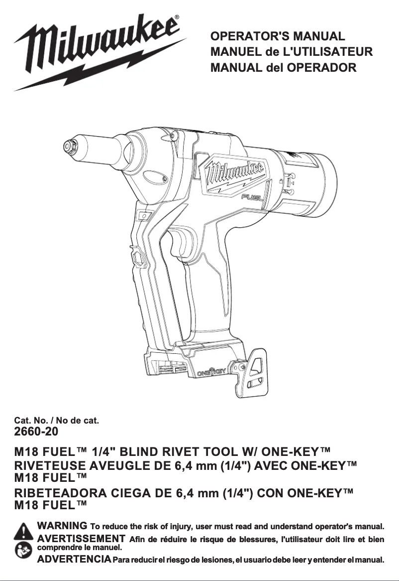 Página 1 del manual Manual de usuario Milwaukee M18 Fuel One-Key 2660-22CT