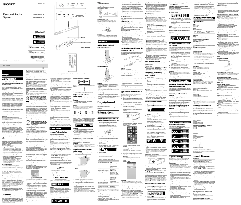 Page 1 de la notice Manuel utilisateur Sony RDP-XF300IPN