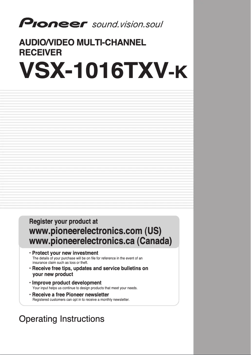 Image de la première page du manuel de l'appareil VSX-1016TXV-k