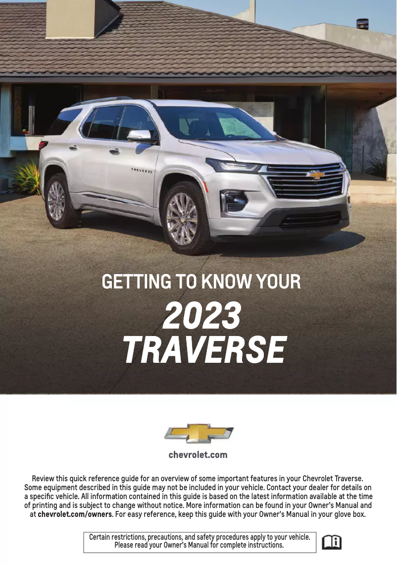 Page n°1 - Guide de démarrage rapide Chevrolet Traverse (2023)