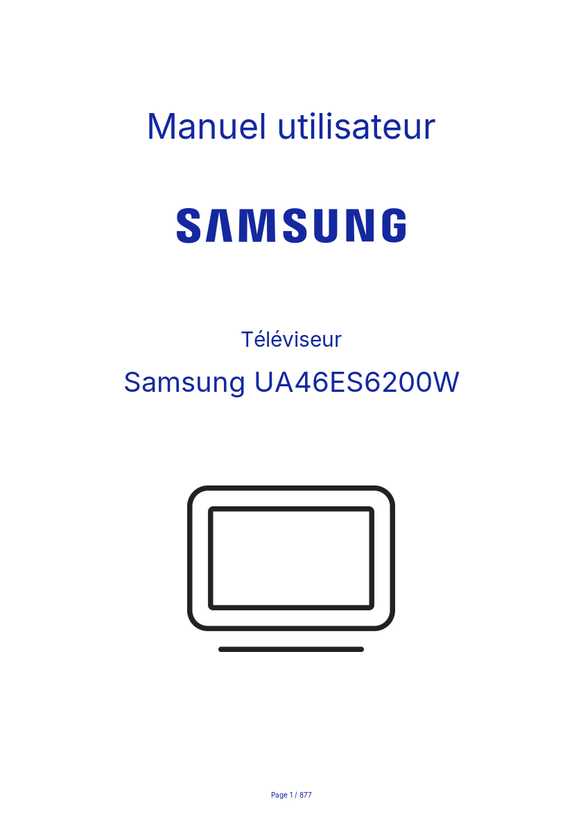 Page n°1 - Manuel utilisateur Samsung UA46ES6200W