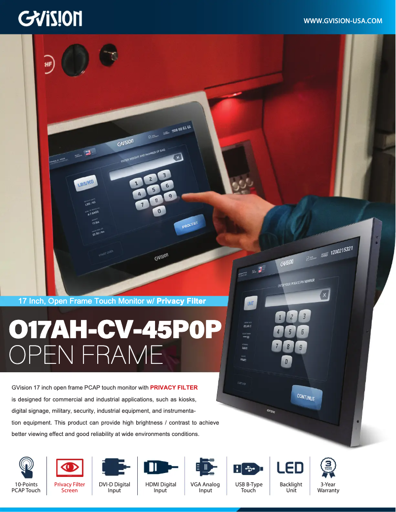 Page n°1 - Manuel utilisateur GVision O17AH-CV-45P0P