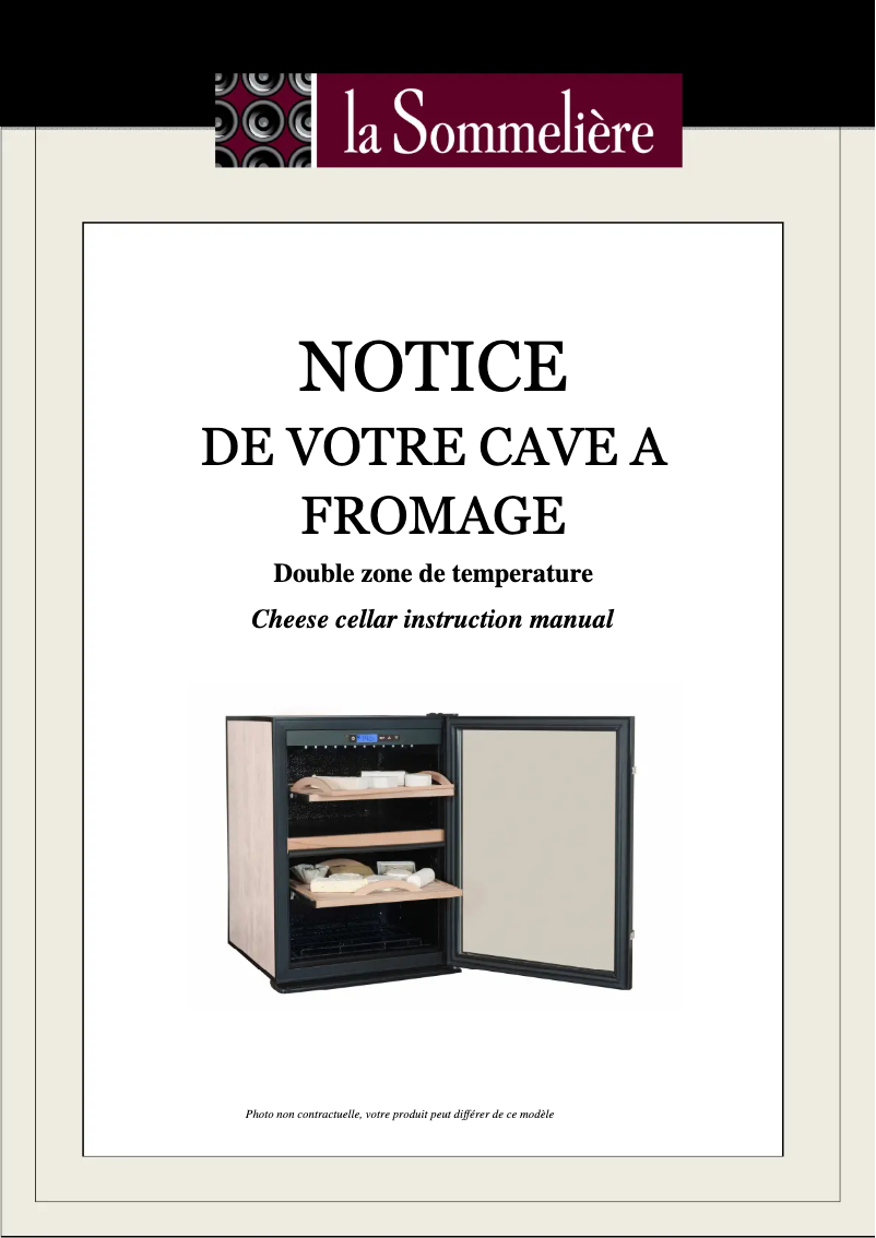 Page 1 de la notice Manuel utilisateur La Sommelière CAF50N
