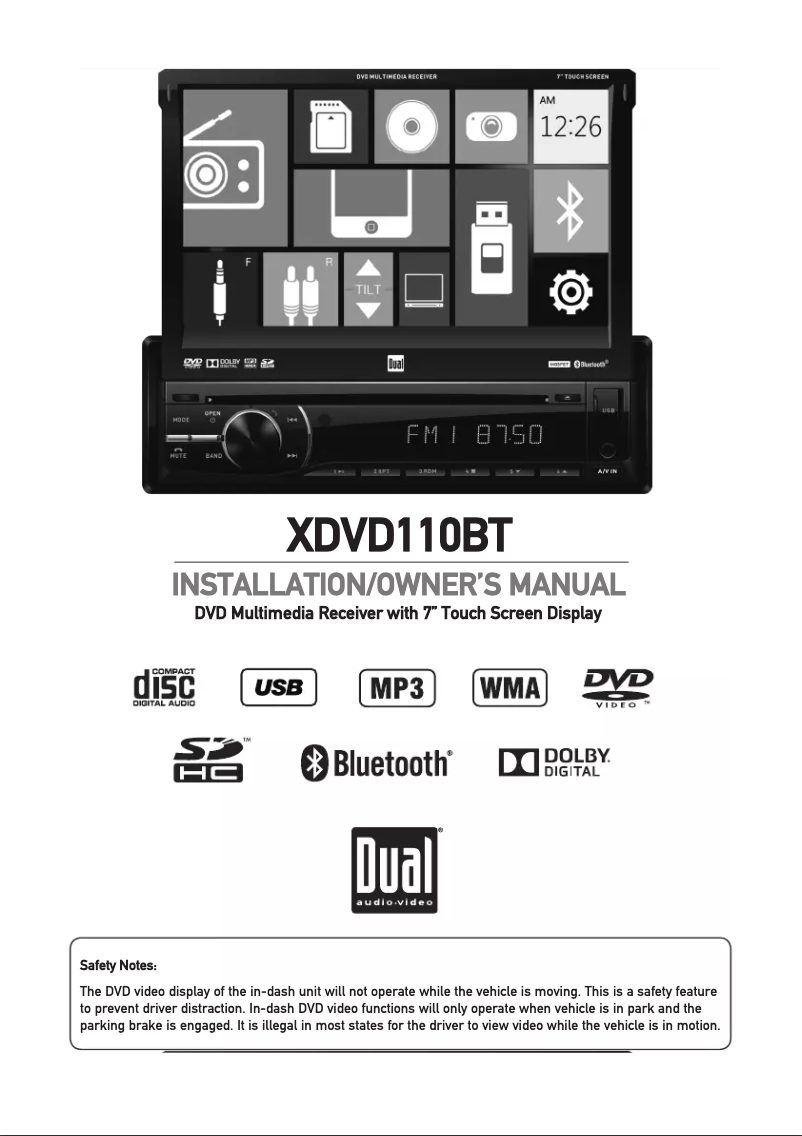 Page 1 de la notice Manuel utilisateur Dual XDVD110BT