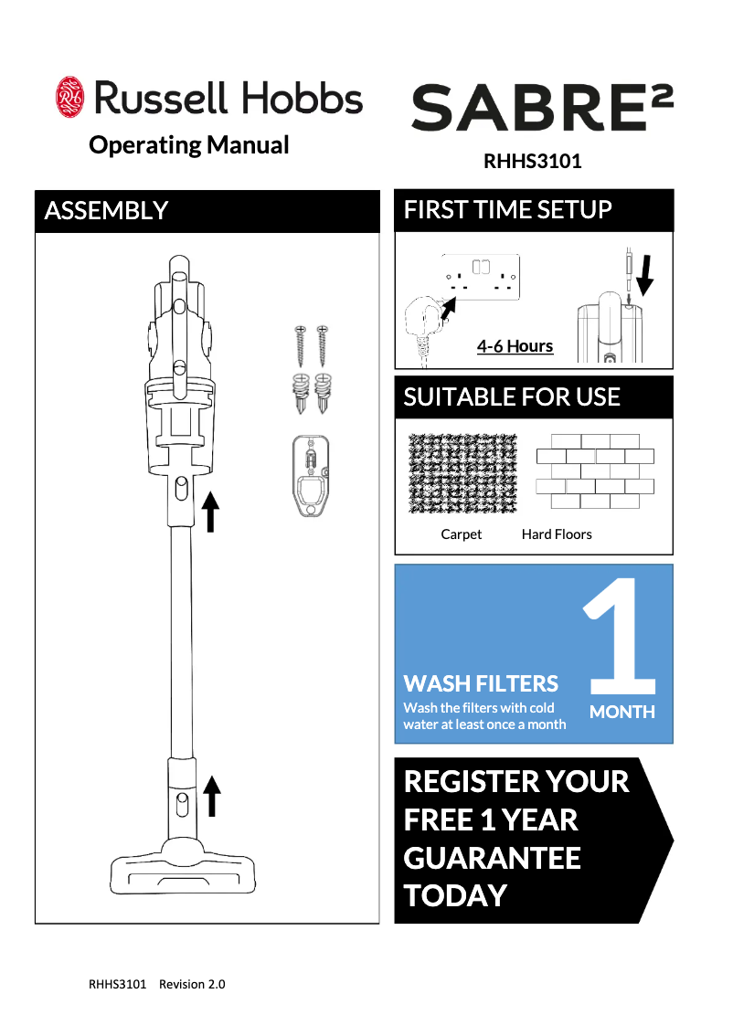 Image de la première page du manuel de l'appareil Sabre2 RHHS3101