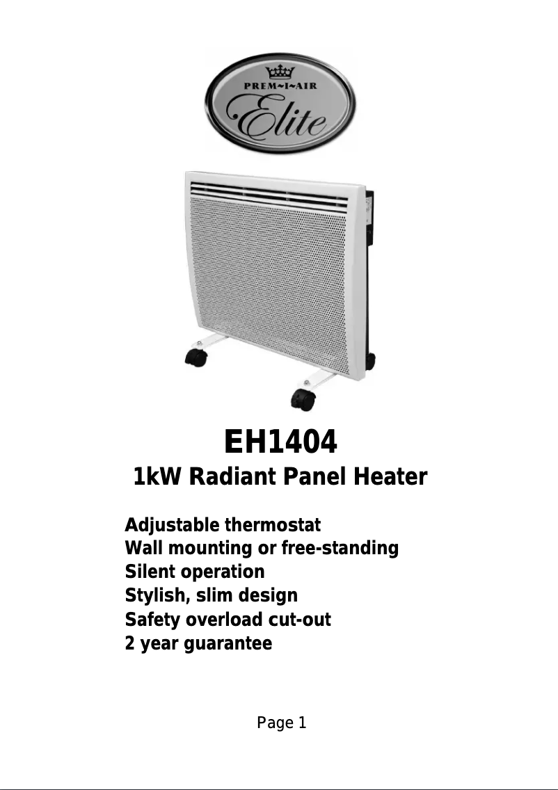 Image de la première page du manuel de l'appareil EH1404