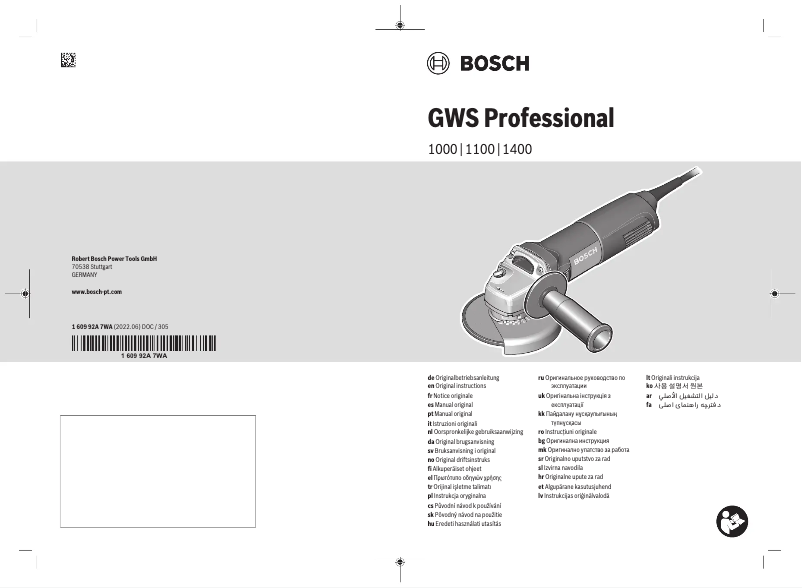 Page 1 de la notice Manuel utilisateur Bosch GWS 1000