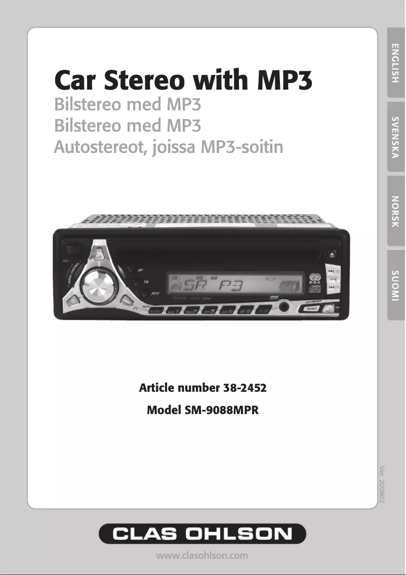 Image de la première page du manuel de l'appareil SM-9088MPR