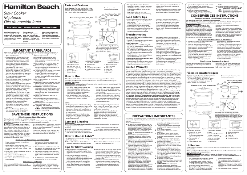 Page n°1 - Manuel utilisateur Hamilton Beach 33576F