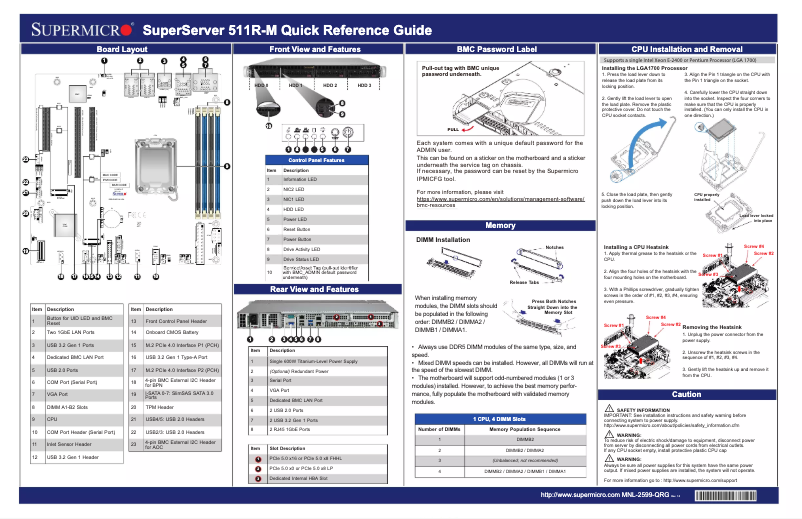 Image de la première page du manuel de l'appareil SuperServer SYS-511R-M