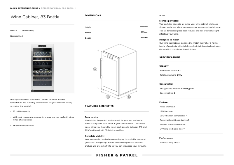 Page n°1 - Manuel utilisateur Fisher & Paykel RF206RDWX1
