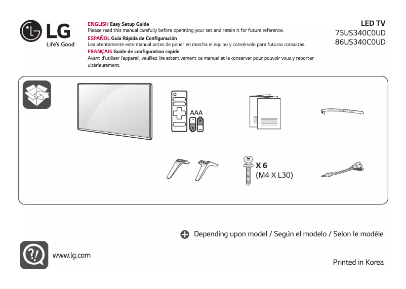Image de la première page du manuel de l'appareil 75US340C0UD