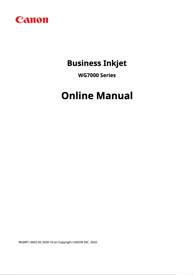 Page n°1 - Manuel utilisateur Canon WG7540