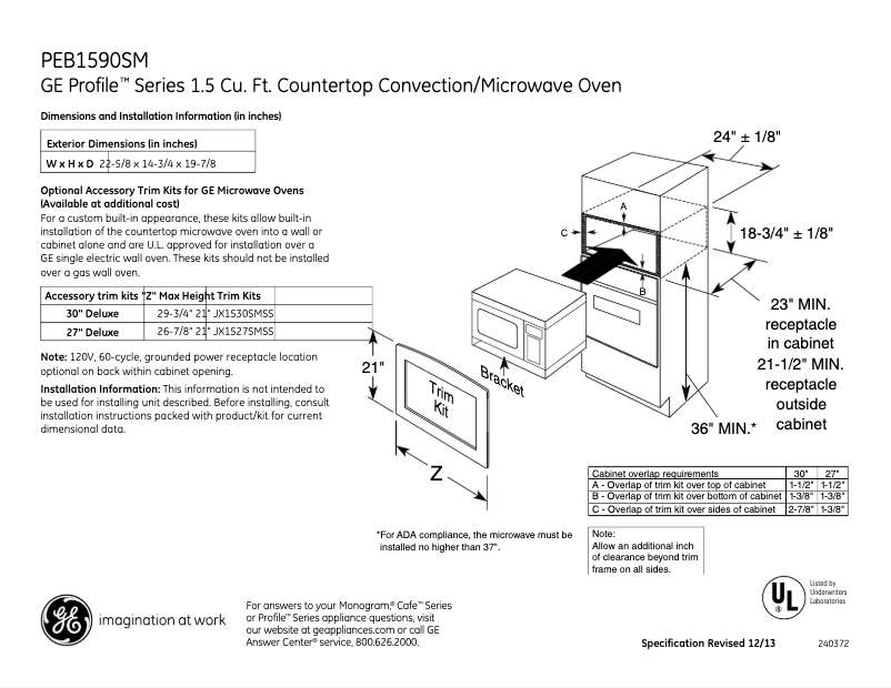 Image de la première page du manuel de l'appareil Profile PEB1590SMSS