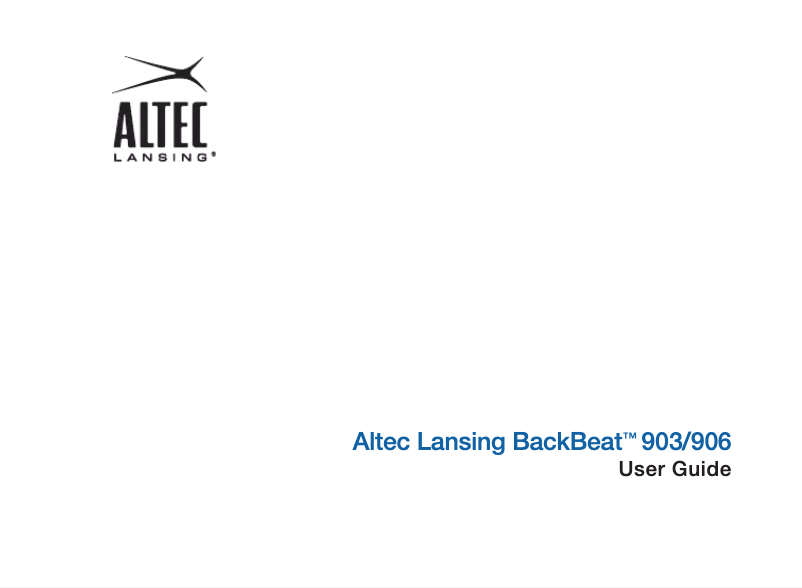 Page 1 de la notice Manuel utilisateur Altec Lansing BackBeat 906