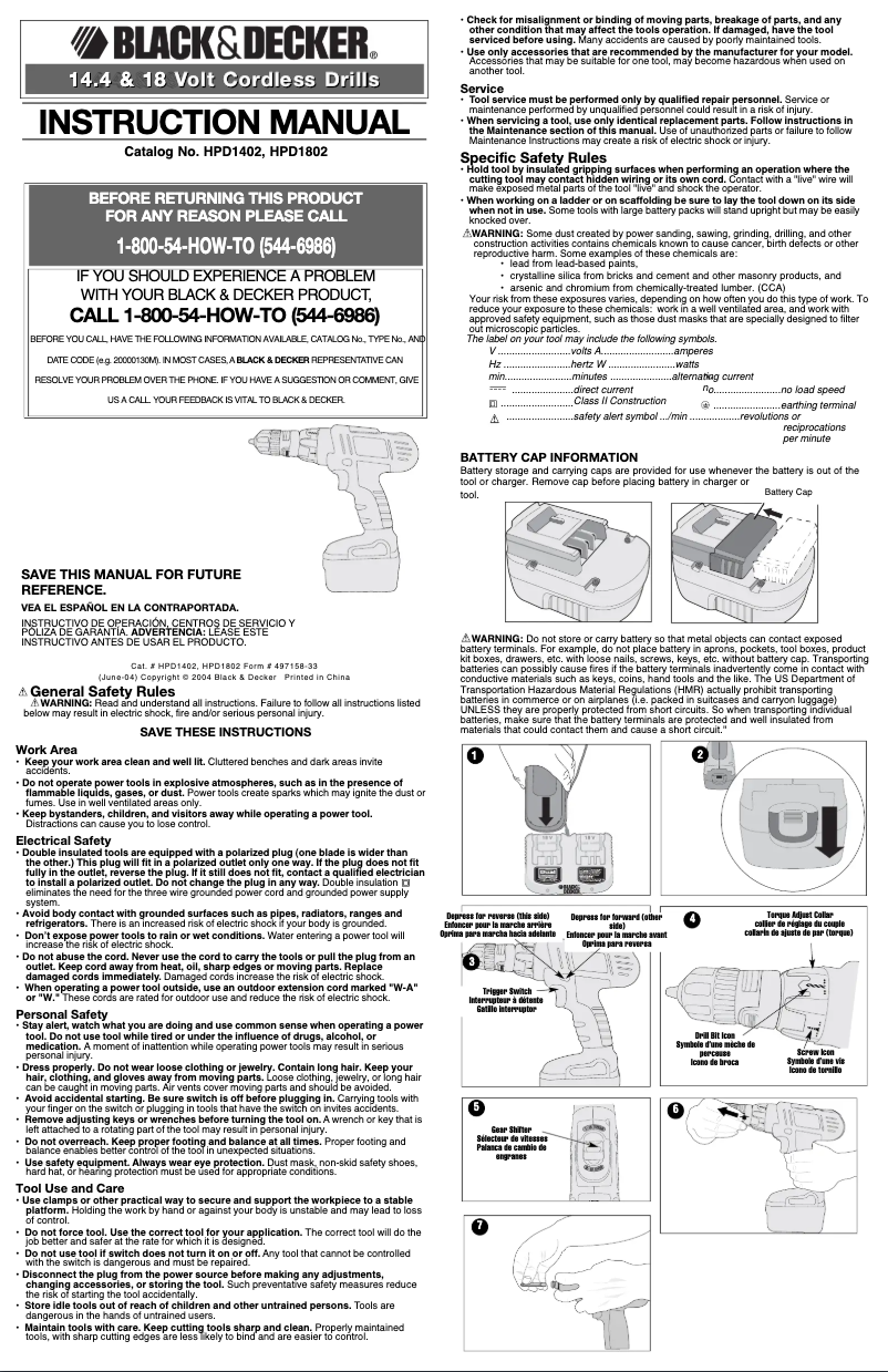 Page 1 de la notice Manuel utilisateur Black & Decker HPD1402