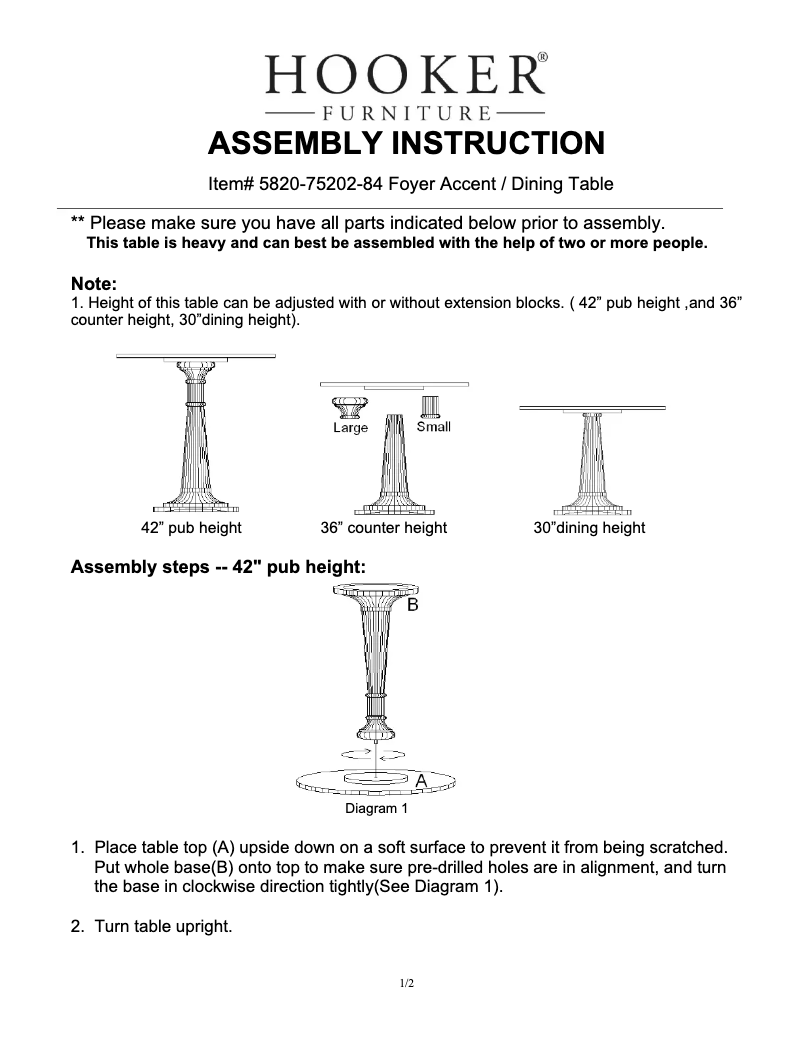 Page n°1 - Manuel utilisateur Hooker 5820-75202-84