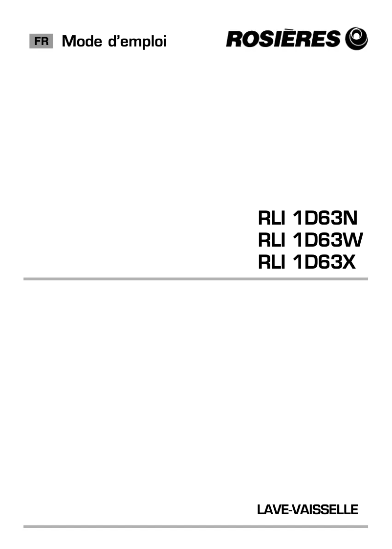 Page 1 de la notice Manuel utilisateur Rosieres RLI 1D63X-47