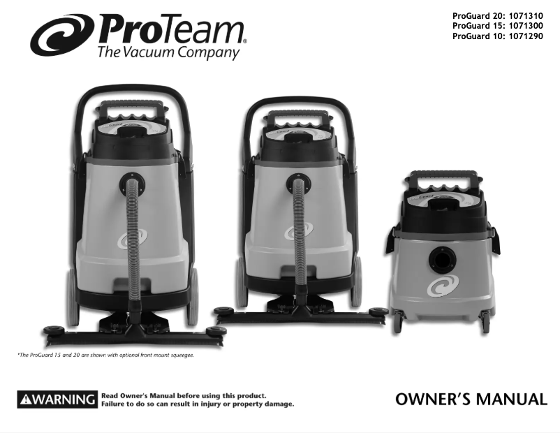 Page n°1 - Manuel utilisateur ProTeam ProGuard 15