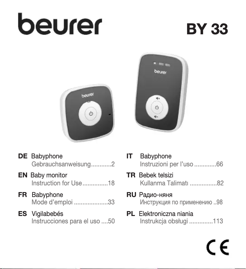 Page 1 de la notice Manuel utilisateur Beurer BY 33