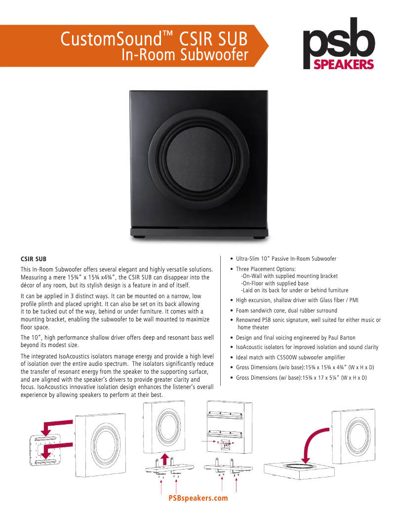 Page 1 of the manual Technical Sheet PSB CSIR SUB