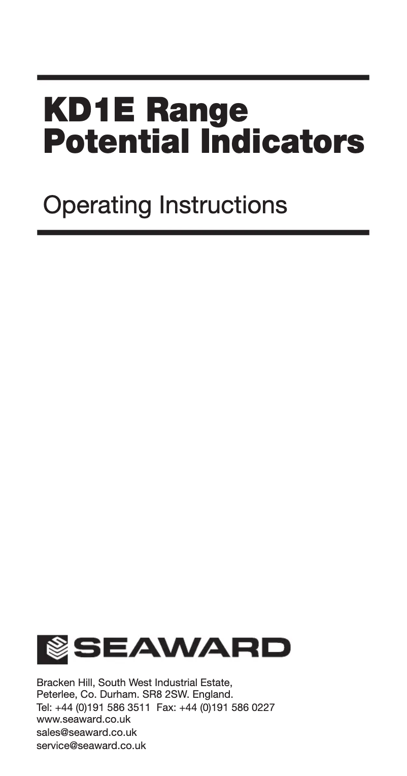 Page 1 de la notice Manuel utilisateur Seaward KD1E/19