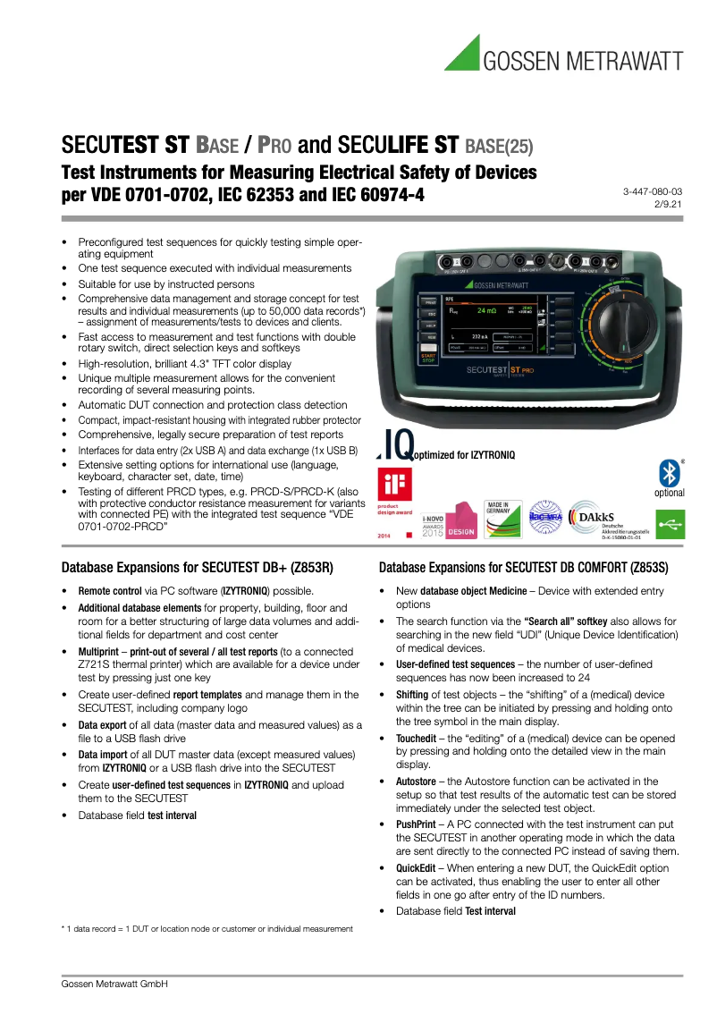 Image de la première page du manuel de l'appareil SECULIFE ST BASE IQ