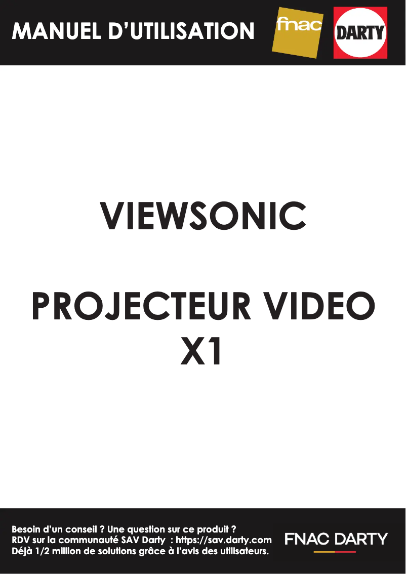 Page 1 de la notice Manuel utilisateur Viewsonic X1