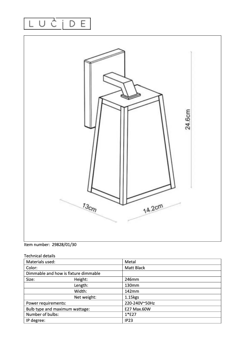 Page 1 de la notice Manuel utilisateur Lucide Matslot