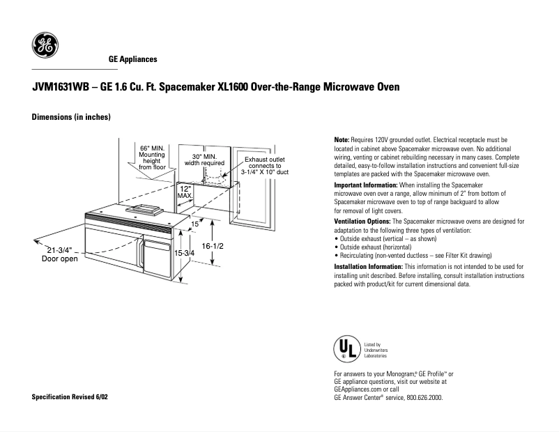 Image de la première page du manuel de l'appareil JVM1631WB