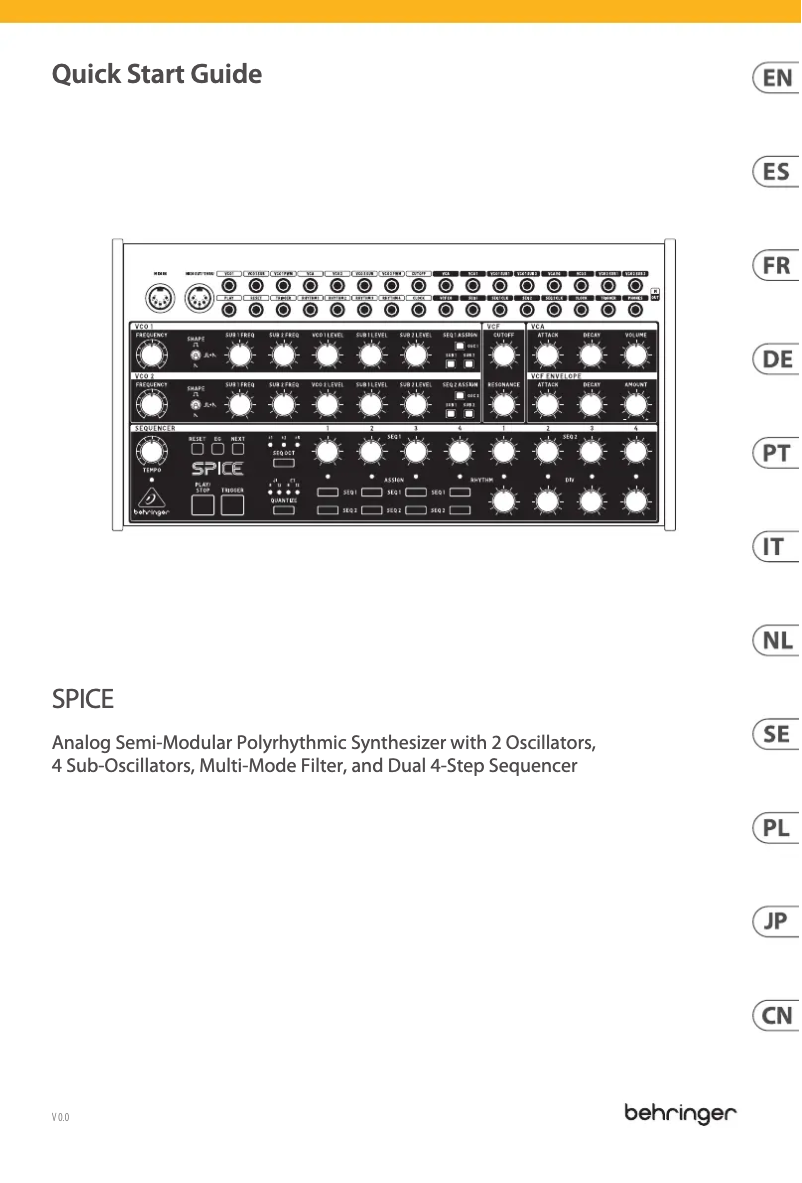 Page n°1 - Manuel utilisateur Behringer SPICE