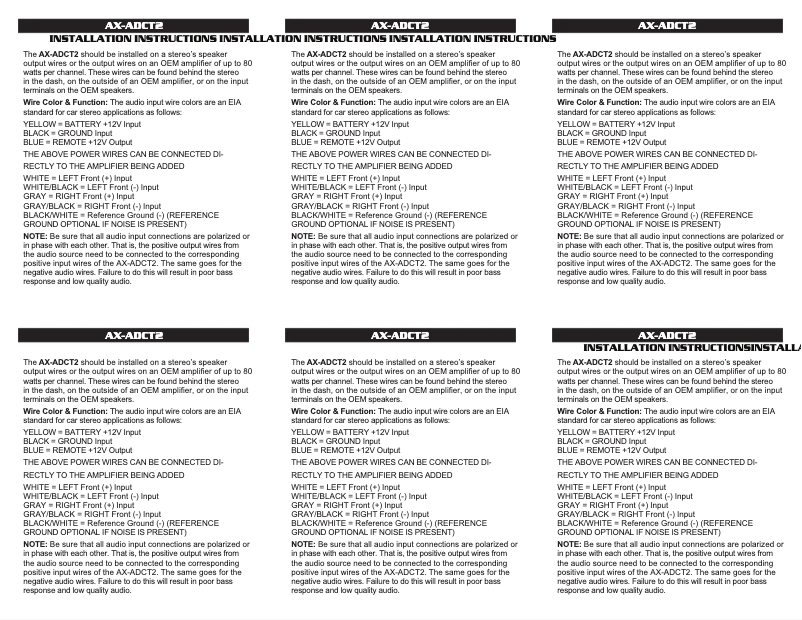 Page 1 de la notice Manuel utilisateur AXESS AX-ADCT2