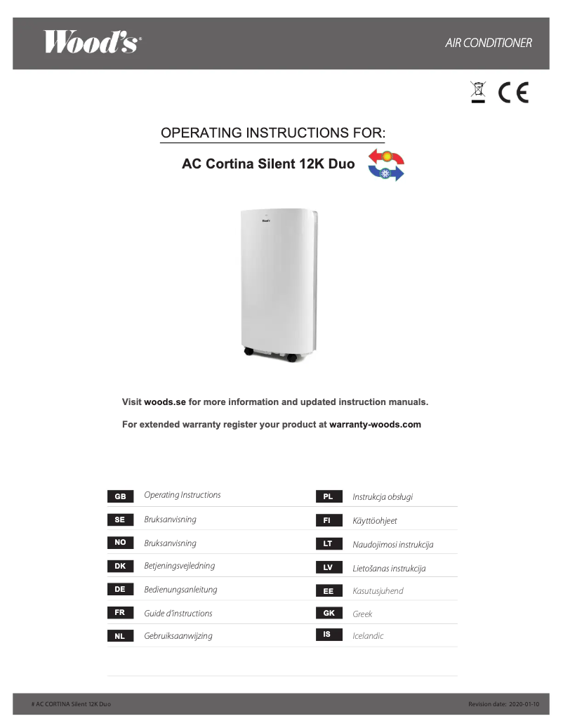 Page 1 de la notice Manuel utilisateur Wood's WAC1201G