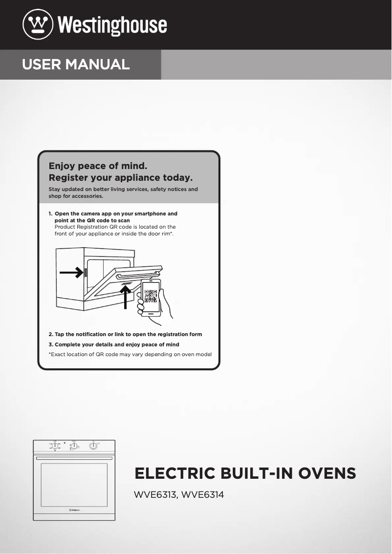 Page n°1 - Manuel utilisateur Westinghouse WVE6314WD