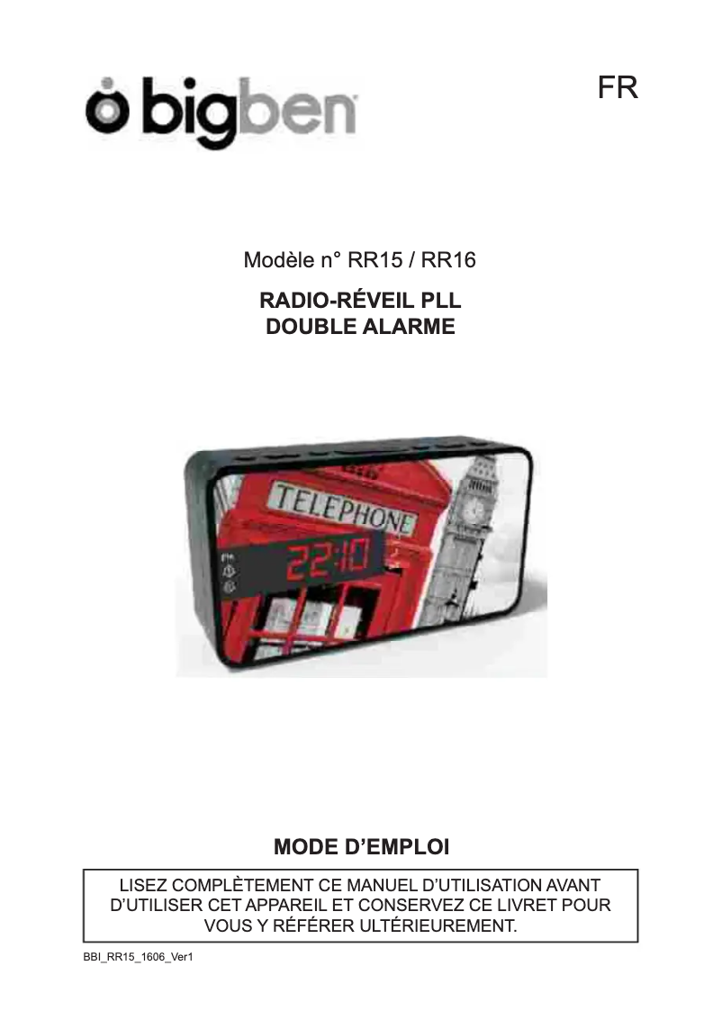 Page 1 de la notice Manuel utilisateur Bigben Interactive RR16FOOT