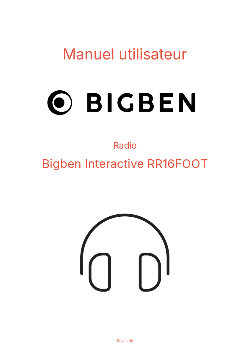 Page n°1 - Manuel utilisateur Bigben Interactive RR16FOOT