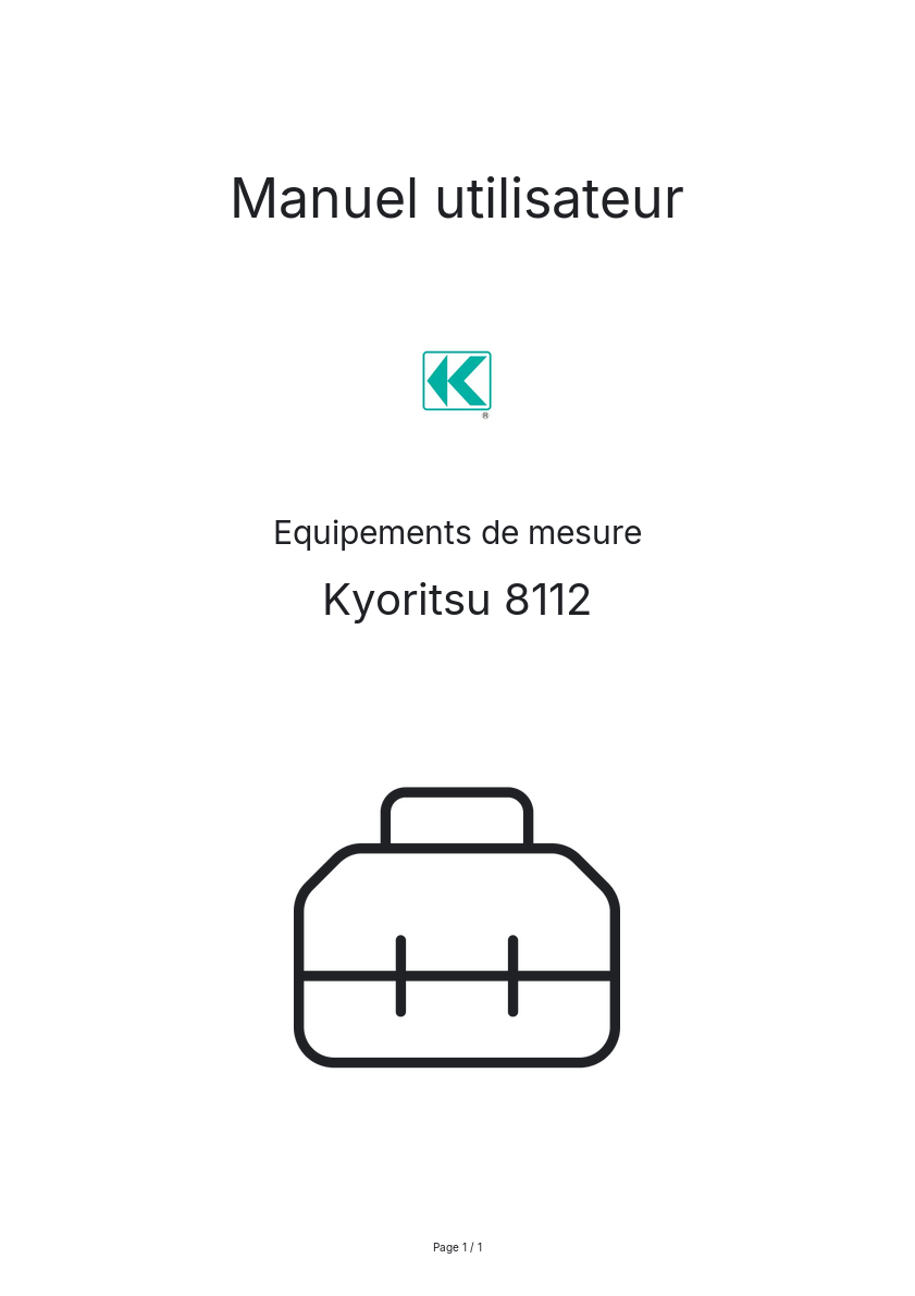 Page n°1 - Manuel utilisateur Kyoritsu 8112