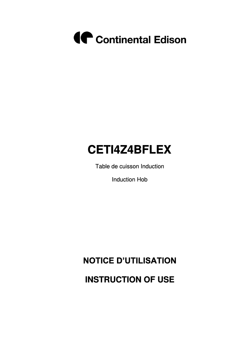 Page n°1 - Manuel utilisateur Continental Edison CETI4Z4BFLEX