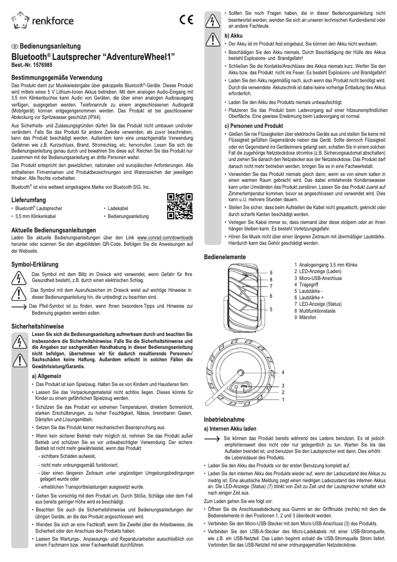 Página 1 del manual Manual de usuario Renkforce AdventureWheel1