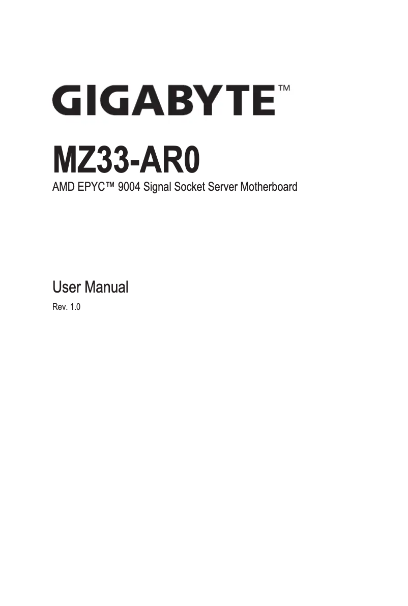 Page n°1 - Manuel utilisateur Gigabyte MZ33-AR0