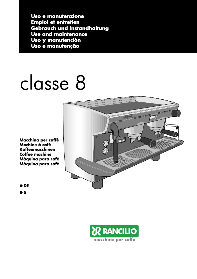 Page 1 de la notice Manuel utilisateur Rancilio Classe 8 S