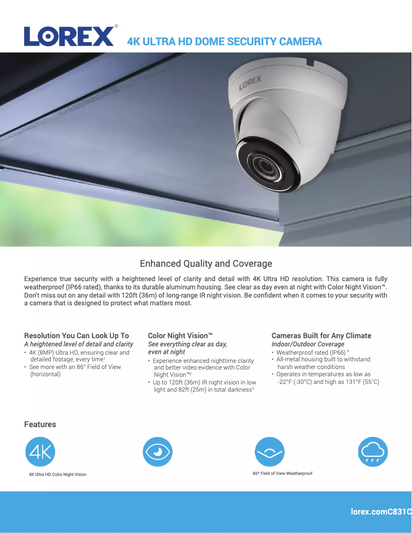 Página 1 del manual Ficha técnica Lorex C831CD