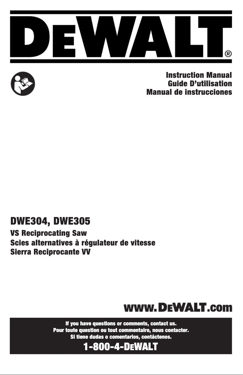 Page 1 de la notice Manuel utilisateur DeWalt DW311K
