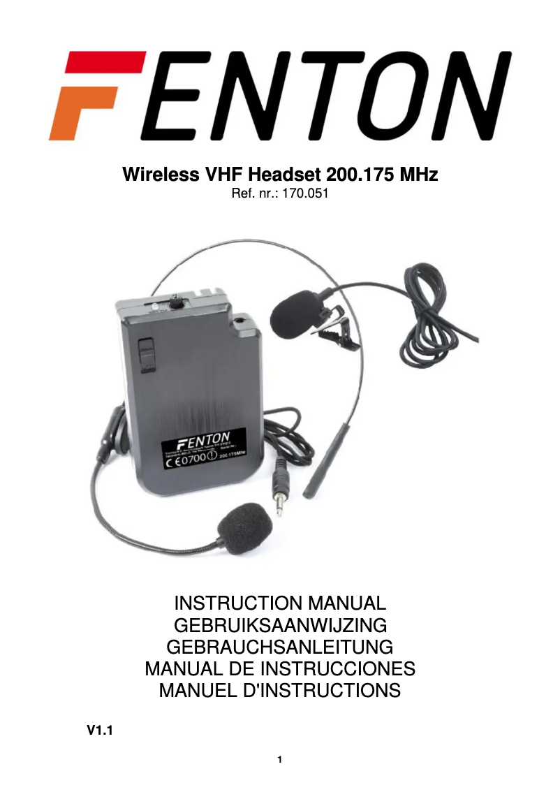 Page n°1 - Manuel utilisateur Fenton WH200