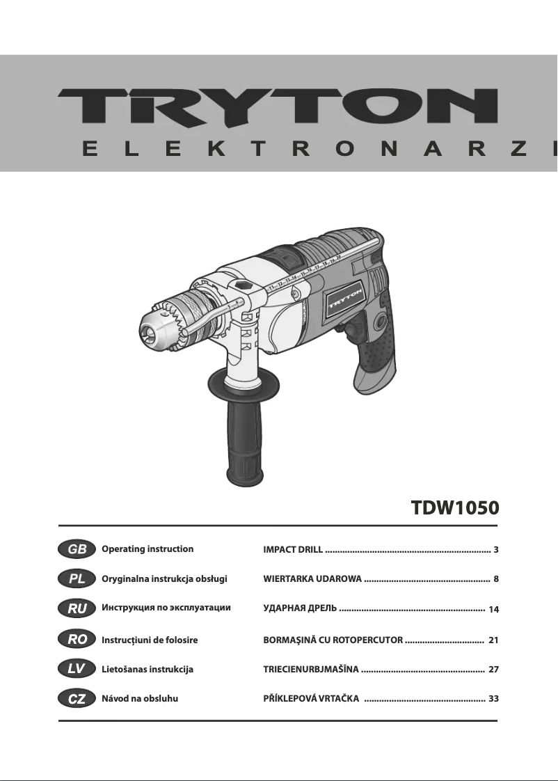 Page n°1 - Manuel utilisateur Tryton TDW1050