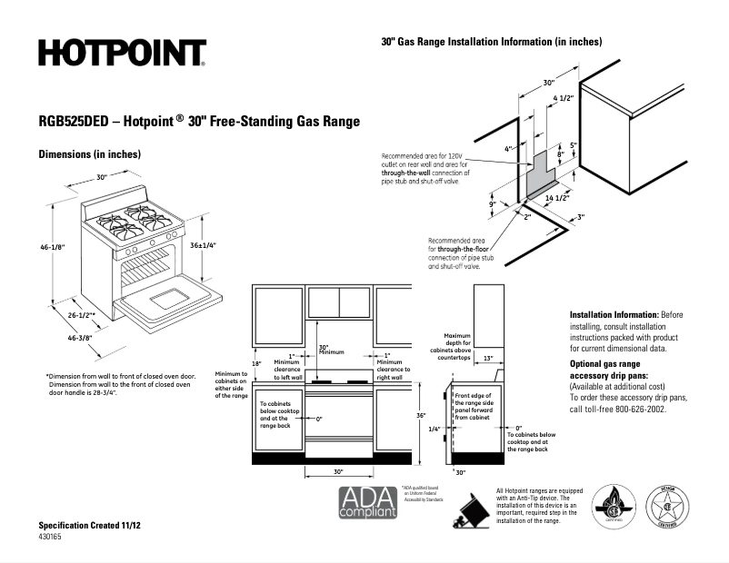 Page 1 de la notice Fiche technique Hotpoint RGB525DEDBB