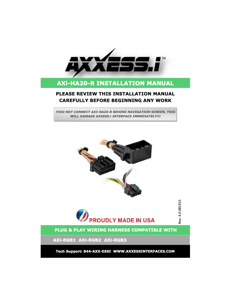 Página 1 del manual Manual de usuario AXESS AXI-HA20-R