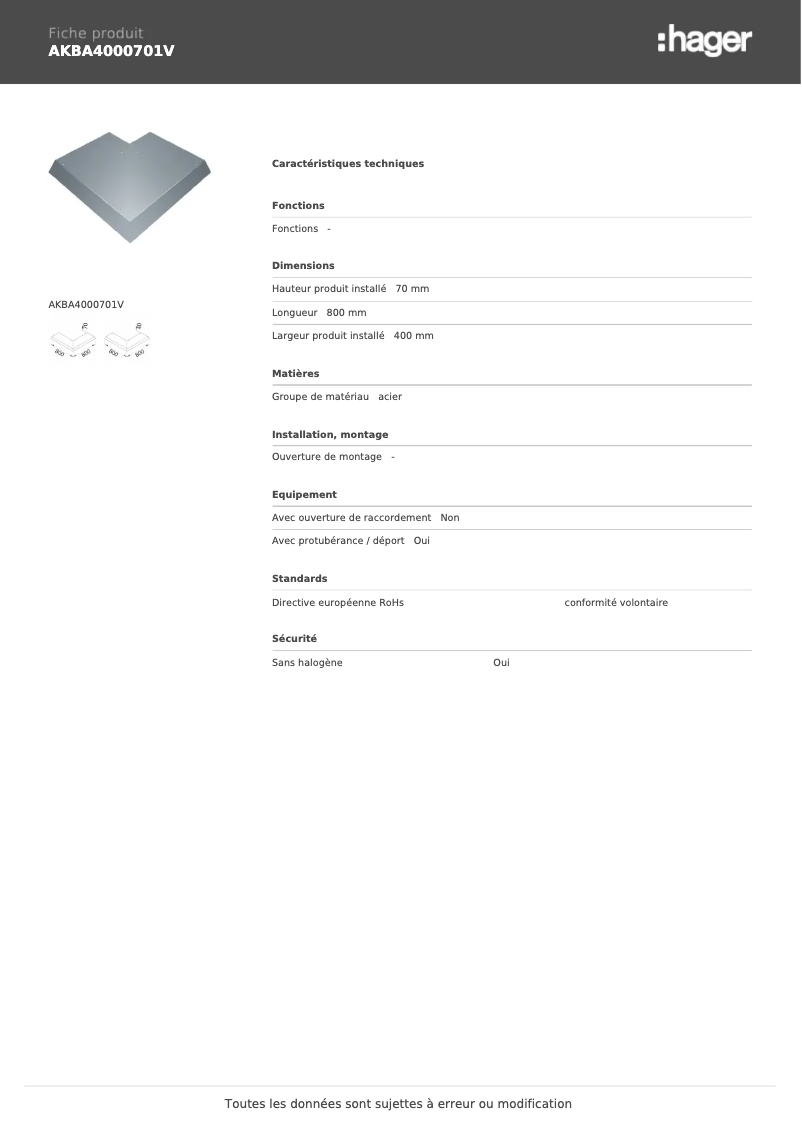 Image de la première page du manuel de l'appareil AKBA4000701V