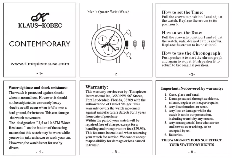 Image de la première page du manuel de l'appareil Contemporary